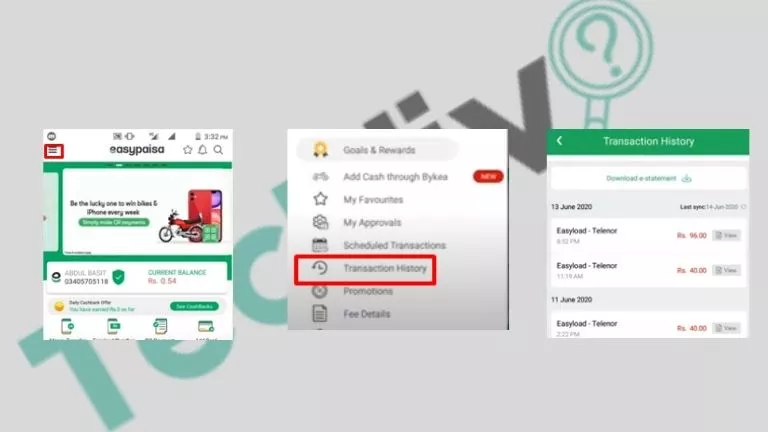 how to check transaction history in easypaisa app