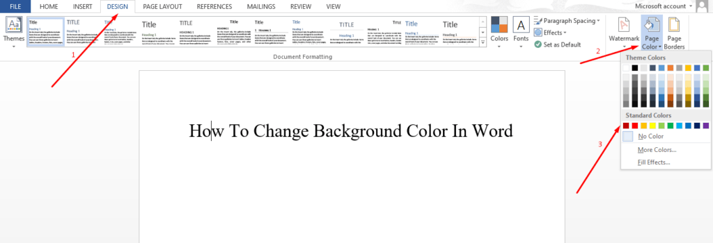 how to change background color word