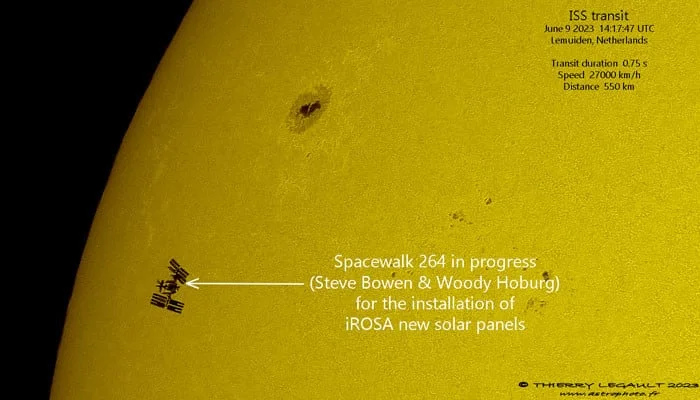 Astronauts take epic pics of ISS casting shadow on Sun spots