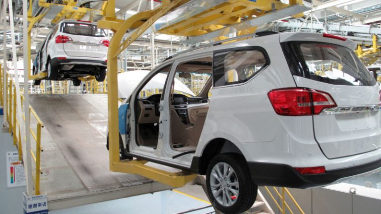 a production line is seen inside a factory of saic gm wuling, in liuzhou